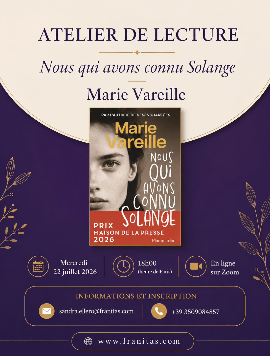 Atelier de lecture - Nous qui avons connu Solange
