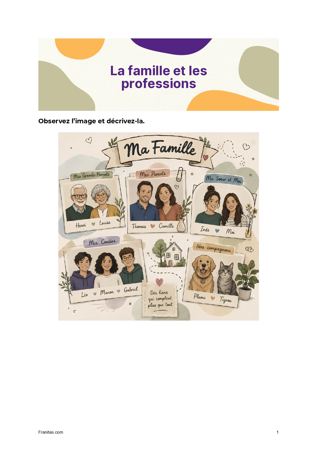 🧩 La famille et les professions – Niveau A1/A2