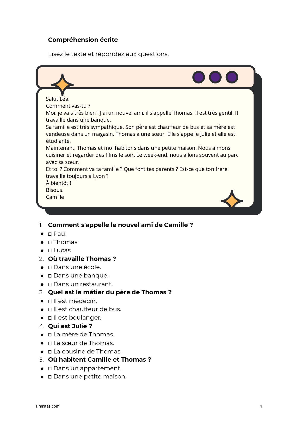 🧩 La famille et les professions – Niveau A1/A2 – Image 2