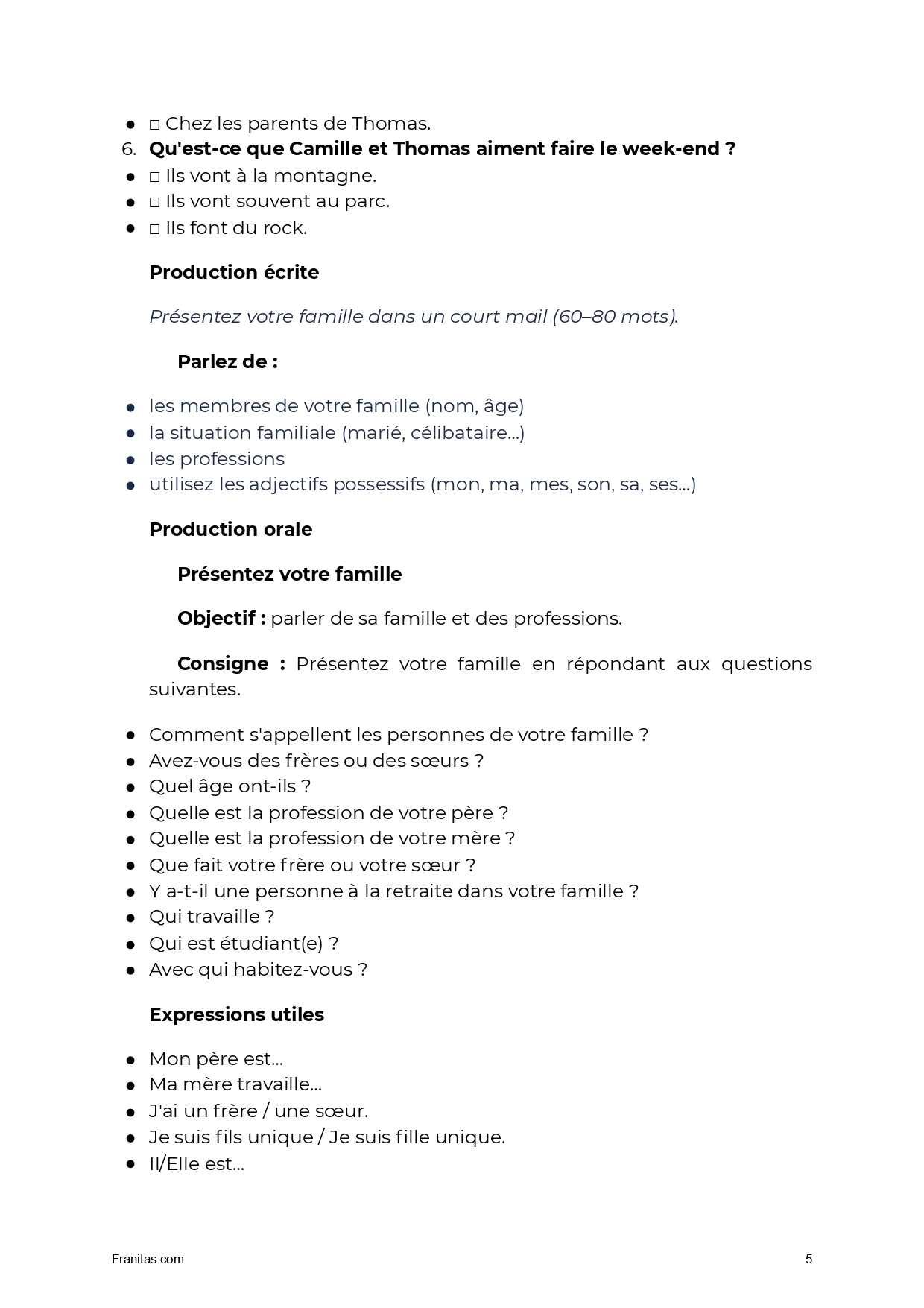 🧩 La famille et les professions – Niveau A1/A2 – Image 3