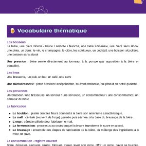 La bière et l'alcool : vocabulaire, débat et mise en situation - B2/C1