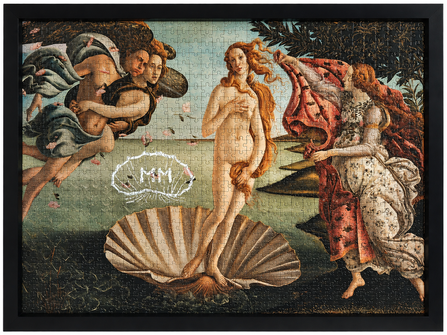 Puzzle encadré de La Naissance de Vénus de Botticelli, avec la signature peinte de MM